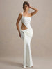 Solid Color Irregular Side Streamers Wear Pleated Dress