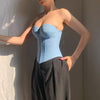 Y2K Back-Tie Denim Corset Top
