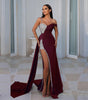 Elegant Heavy Work Gilding Split Expansion Skirt Ball Evening Dress