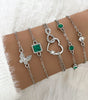 Bohemian 5 stück Grün Kristall Armbänder Schmuck Set Für Frauen Herz Armband Hochzeit Engagement Armband Mode Schmuck