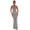 Women's Fashionable Sequins Halter Fishtail Dress