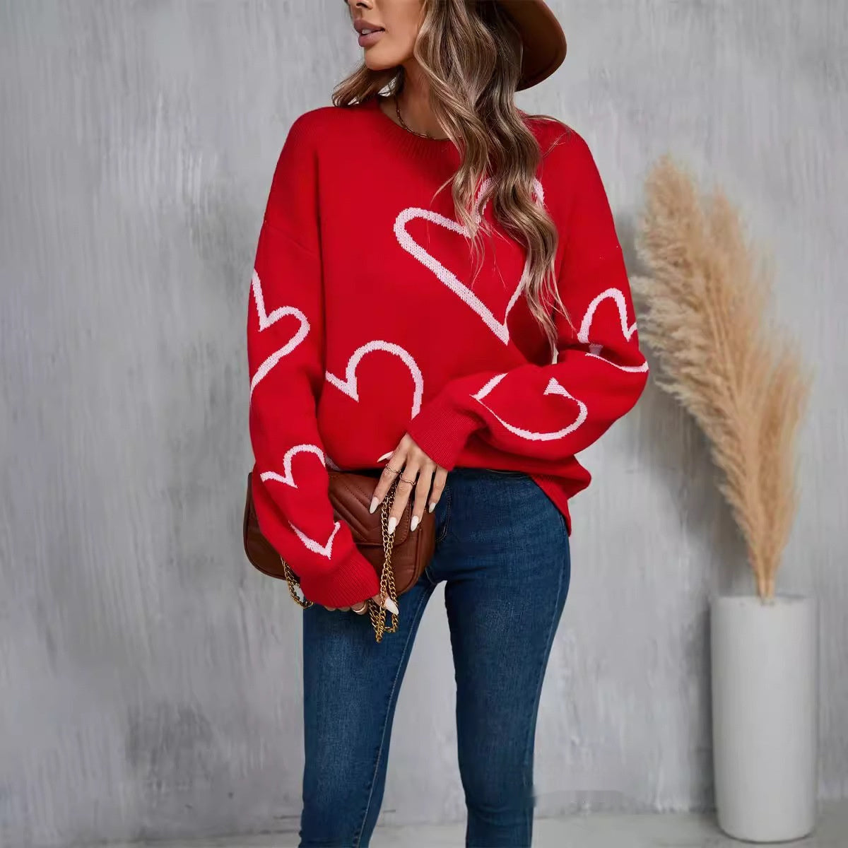 Pullover mit Herzmotiv zum Valentinstag für Damen