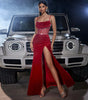 Rhinestone Velvet Pendant Collar Sling Banquet Party Dress