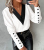 Fashion V-Neck Long Sleeve Blouse