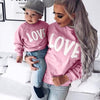 Long sleeve round neck letter LOVE parent-child sweater