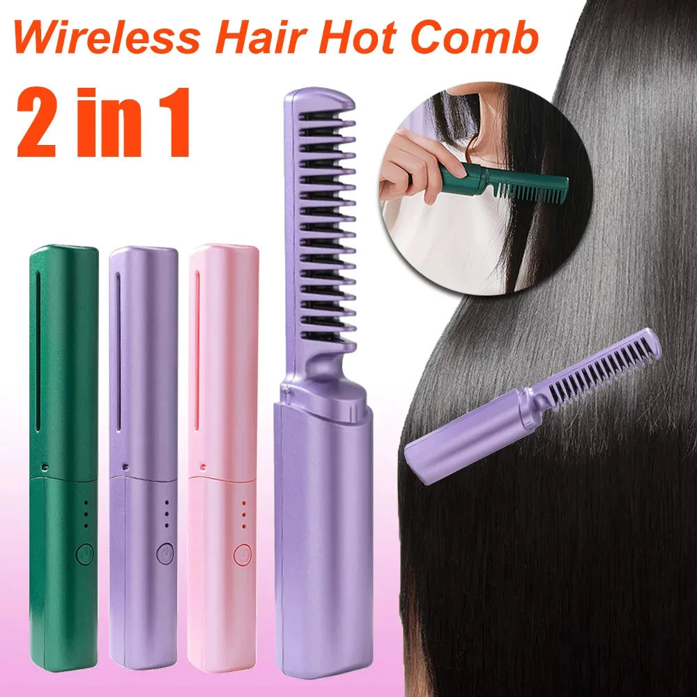 The Professional Wireless Hair Straightener Curler Comb