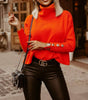 Damen Rollkragenpullover in einfarbiger Optik, modische Winteroberteile