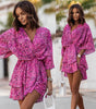 Fashion Print V-Neck Doll Sleeve Loose Cake Dress
