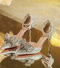 Rhinestone Bow Pointy Hollow Pearl Heels
