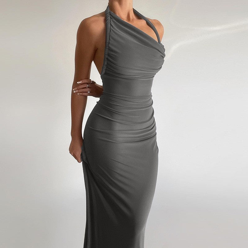 Backless Slim Fit Halter Dress with Fish-Tail Skirt