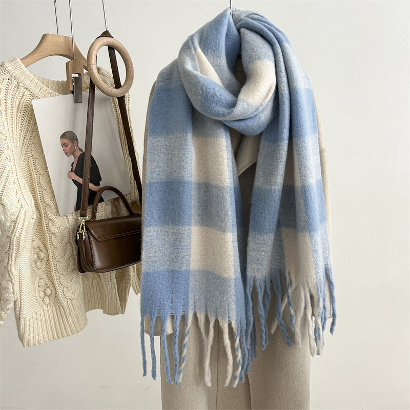 New Mohair Plaid Scarf For Women