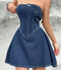 Women's Off-Shoulder Denim Bodycon Dress – Y2K Party Clubwear