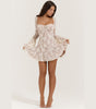 Lace Square Collar Bell-Bottom Long Sleeve A-Line Dress for Women