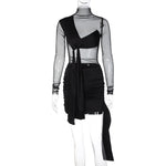 European & American Summer Sheer Mesh Long Sleeve Dress – Sexy Fashion