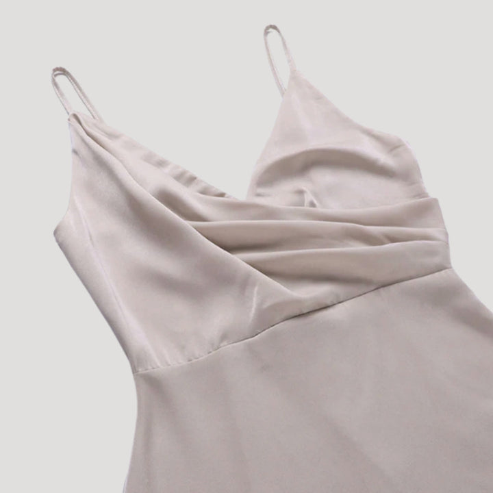 Isabella | Satin Wedding Guest Maxi Dress with Side Slit