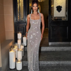 Sexy Double-shoulder Strap Sequins Net Drill Suspenders Dress