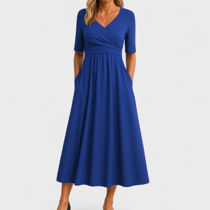 Natalie | V-Neck Long Sleeve Midi Dress