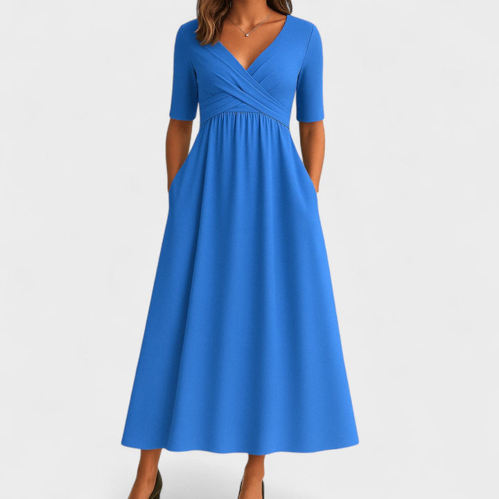 Natalie | V-Neck Long Sleeve Midi Dress