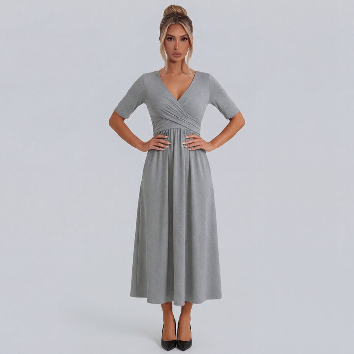 Natalie | V-Neck Long Sleeve Midi Dress
