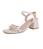 Women's Square Toe Open Toe High Heels With Buckle