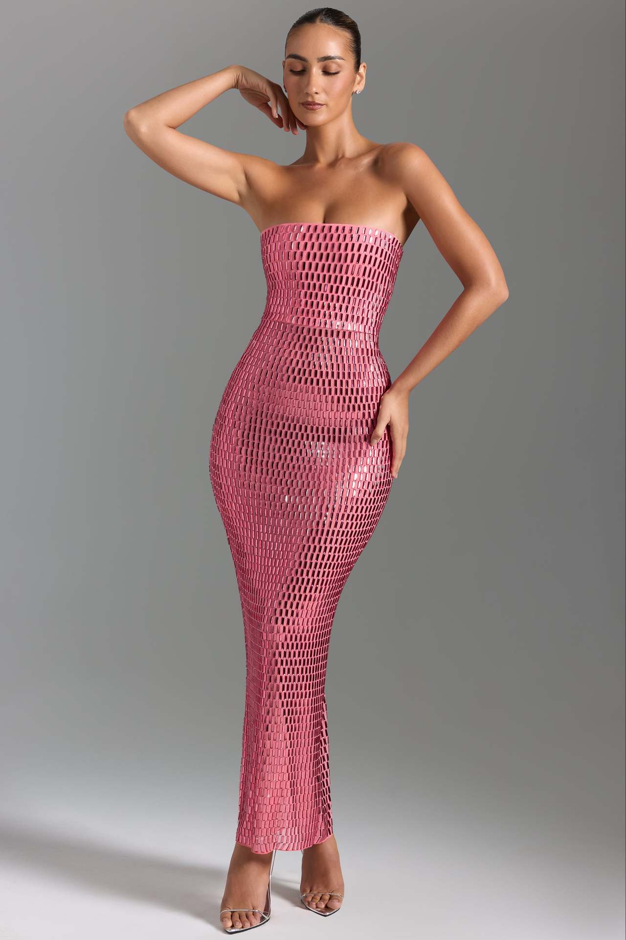 Fashion Rhinestone Sexy Tube Top Skinny Sheath Dress