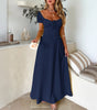 Women's Elegant Slim-fit High Waist Lace-up Pleating Midi Dress