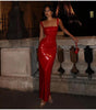 Personality Street Sequined Square Collar Sling Party Dress