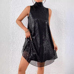 Women's Fashion Sexy Sequin Shiny Sleeveless Pullover Dress