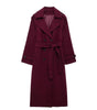 Women's Fashion Lace-up Woolen Trench Coat