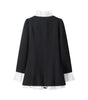 Patchwork Solid Color Buttons A- Line Suit Shirt Dress