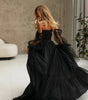 Women's Long Sleeve Transparent Lace Black Prom Dress