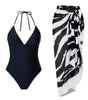 Lace-up One-piece Swimsuit Black And White Set Swimwear