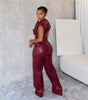 New Women's Trousers Sleeveless Leather Jumpsuit
