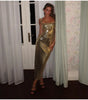 Personality Street Sequined Square Collar Sling Party Dress