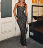 Lace Patchwork Long Dress Slim Strap Dress Women