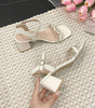 Women's Square Toe Open Toe High Heels With Buckle