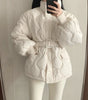 Women's Stand-up Collar Tie Long Sleeve Cotton Coat