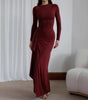 Slim-Fit Asymmetric Split Long Sleeve Dress