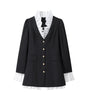 Patchwork Solid Color Buttons A- Line Suit Shirt Dress