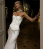 Autumn Elegant Lace Fishbone Bandeau Slim-fit Long Dress Suit