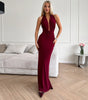 Women's V-neck Halter Backless Pleated Dress