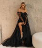 Women's Long Sleeve Transparent Lace Black Prom Dress