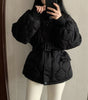 Women's Stand-up Collar Tie Long Sleeve Cotton Coat