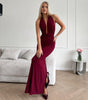 Women's V-neck Halter Backless Pleated Dress