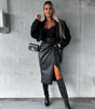 Split Lace-up High Waist Sexy Sheath Punk Leather Skirt