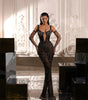 Fashionable Gloves Luxury Colorful Crystals Mesh Cinched Sling Dress