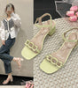 Women's Square Toe Open Toe High Heels With Buckle