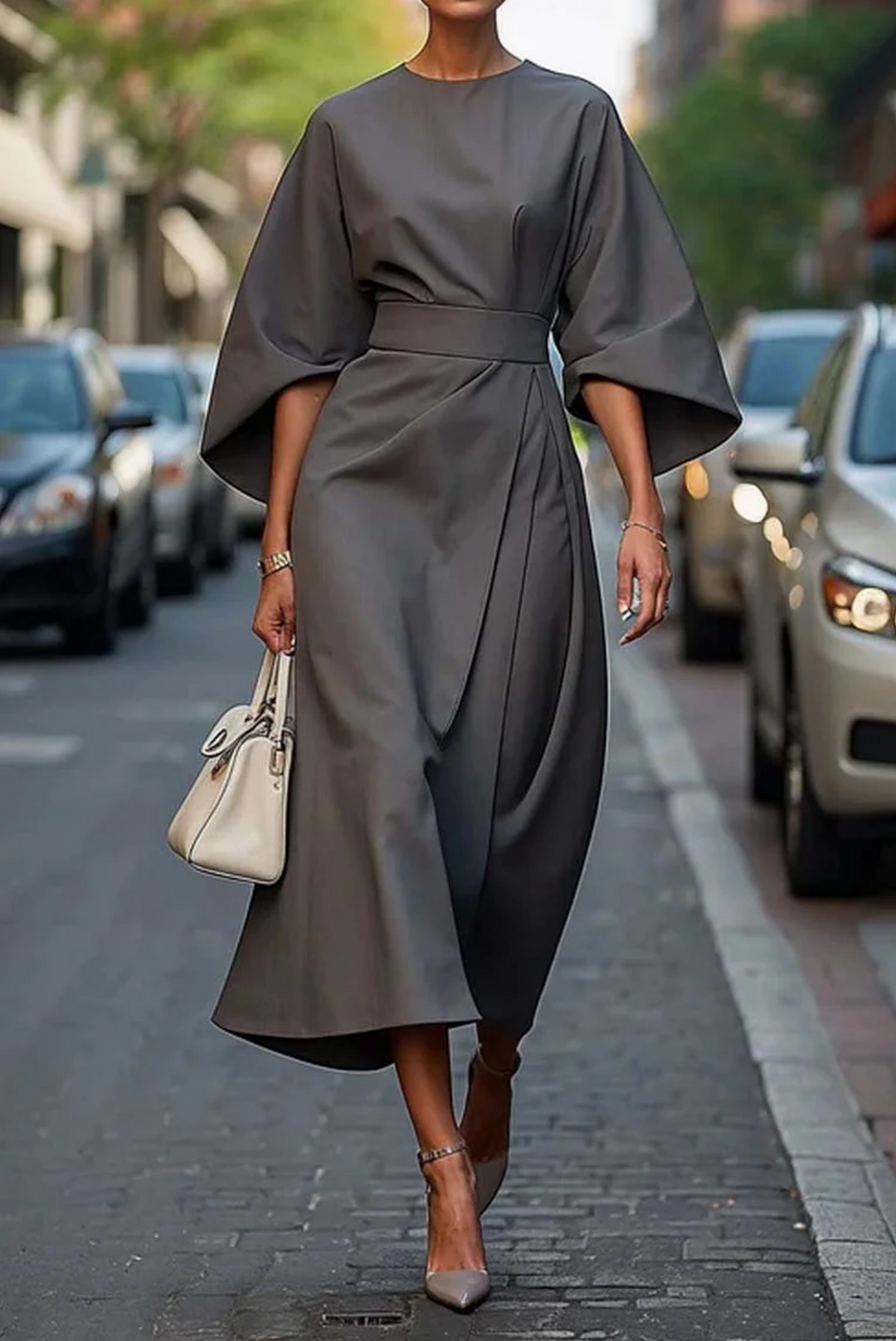 Camille | Batwing Sleeve Midi Dress