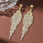 Full Rhinestone Tassel High-grade Luxury Style Earrings