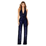 Summer Women's Sleeveless Halter Sequined Jumpsuit